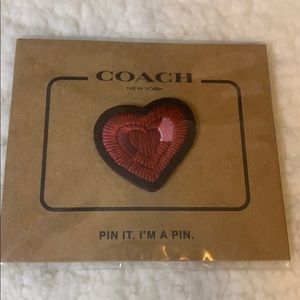 Coach Embroidered Heart Pin